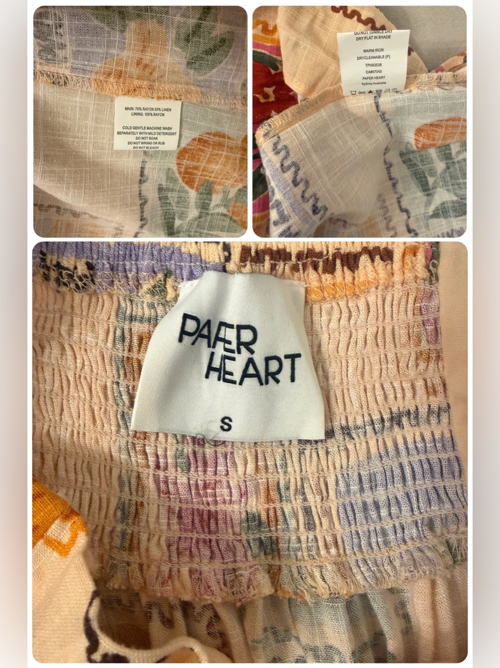 Paper Heart Anthropologie Linen Blend Floral Plant Stamped Maxi Dress Size S - Picture 17 of 17